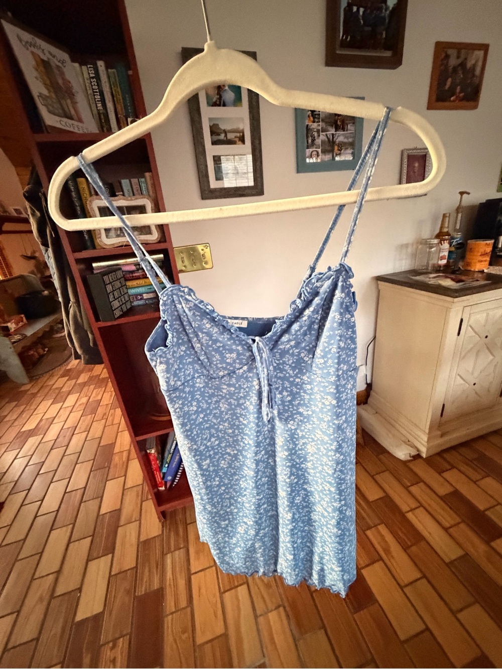 American Eagle Outfitters Light Blue Floral Tie-Front Mini Dress